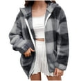 thumbnail image 2 of Aboser Winter Plaid Jacket Women Plus Size Fleece Coat Warm Zip Up Jackets Loose Checked Shacket Long Sleeve Winter Coats with Pocket, 2 of 6