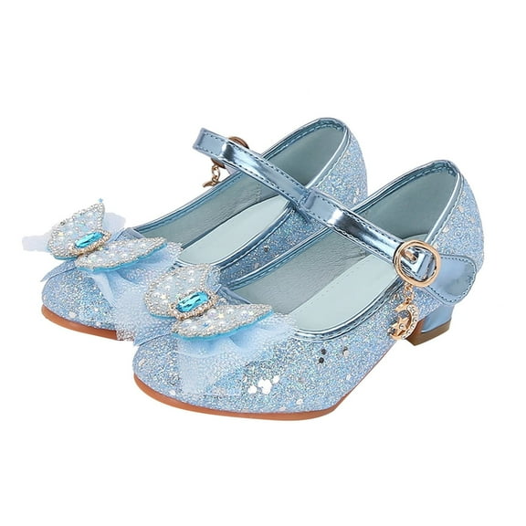 Celivon Kids Girl Sandals Closed Toe Heels Wedding Party Shoes Sequins Bow For Tween 3