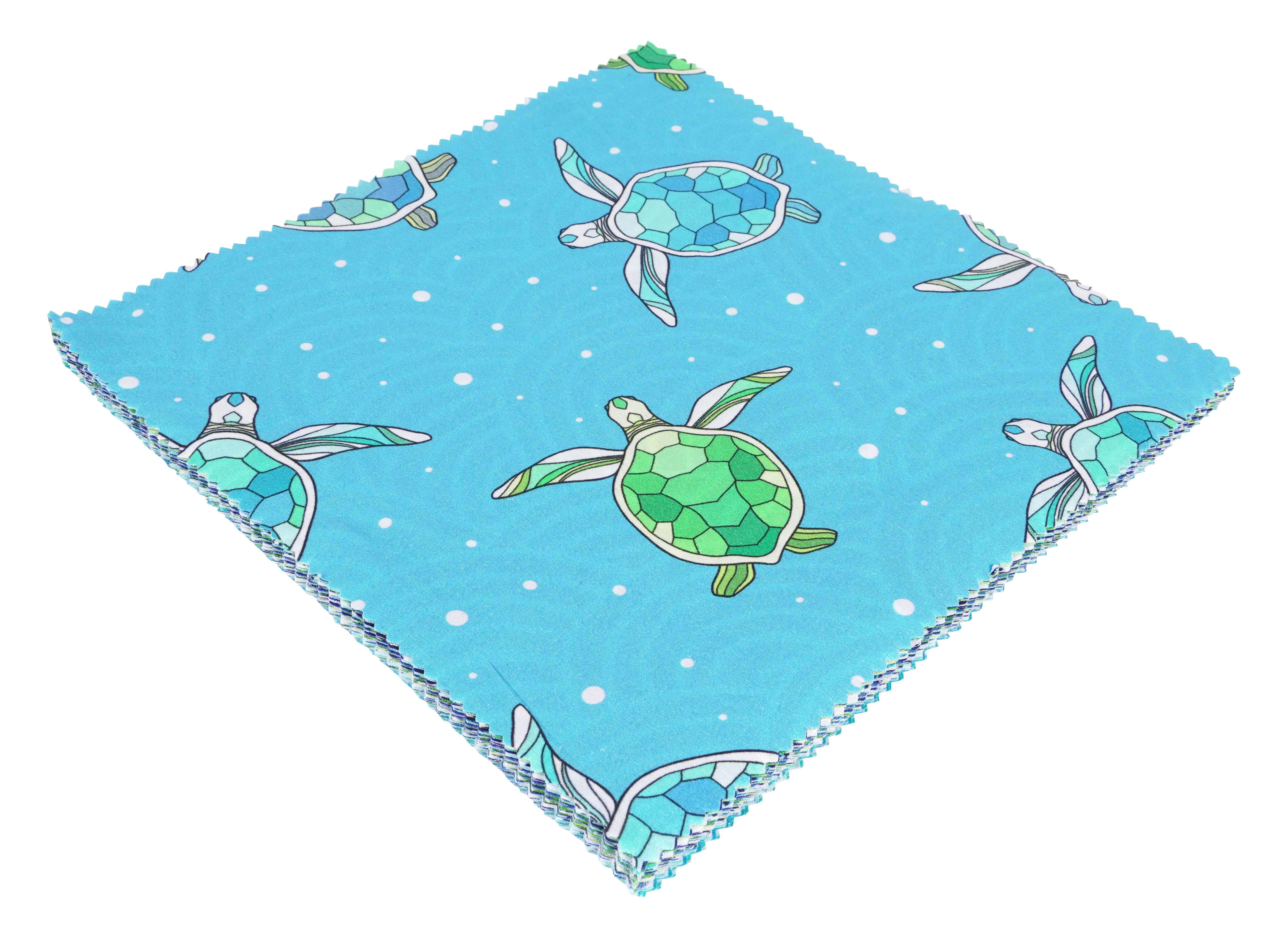 Soimoi Precut 10-inch Beach Ocean Prints Cotton Fabric Bundle Quilting Squares Charm Pack DIY Patchwork Sewing Craft- Blue