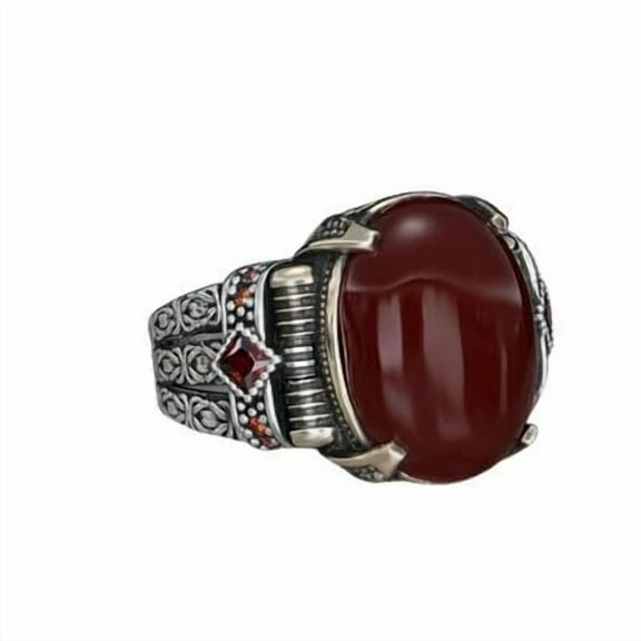 Roarsilver 925k Silver Mens Ring-Handmade Mens Ring-Agate Stone Ring-Signet Ring Mens-Jewelry Gift For Mens-Silver Rings for Men-Agate Wedding Ring | 5