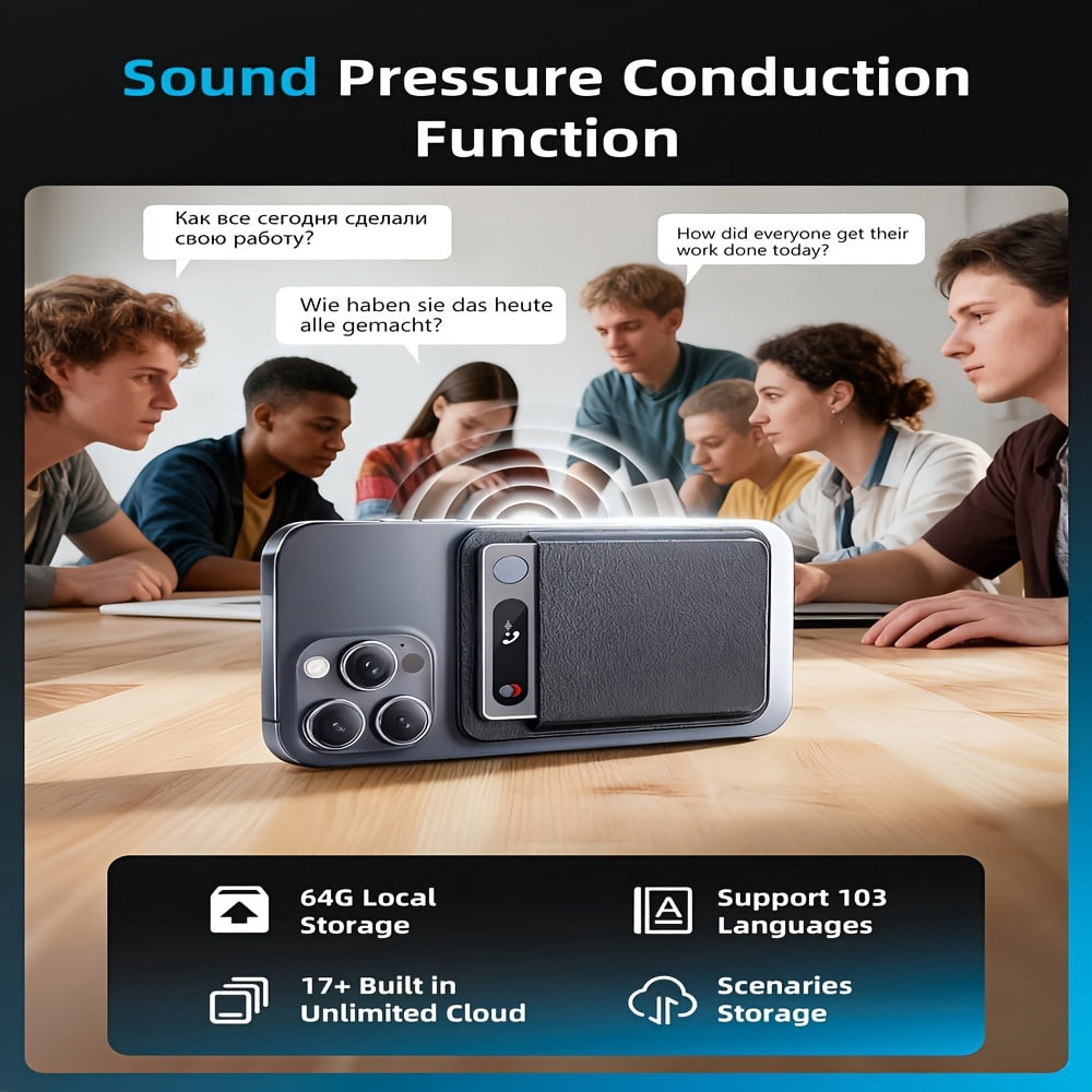 AI Voice Recorder with Call Recording, Translator & Notetaker, 103 Languages, WiFi Transfer, LED Display, Magnetic Case, Smart Compatible
