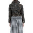 thumbnail image 4 of Max Studio London Womens Cropped Leather Jacket, Brown, Large, 4 of 5