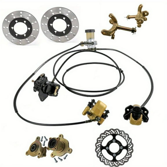 Go Kart Hydraulic Brake Caliper Assembly Kit Wheel Hub Steering Knuckle ATV Quad