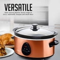 thumbnail image 4 of OVENTE Electric Slow Cooker with 3 Cooking Settings Non-Stick and Dishwasher Safe Stoneware, Stainless Steel Body, Glass Lid, 3.7 Qt Oval Pot for Entrees, Soups, Sauces, Stews & Dips, Copper SLO35ACO, 4 of 8