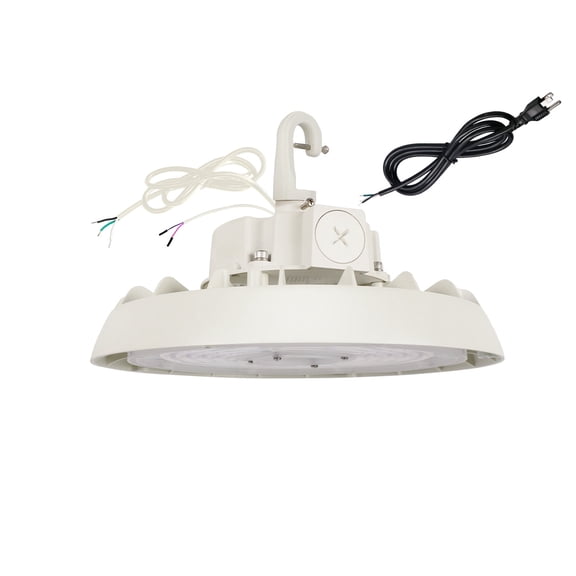 UFO LED High Bay Light, 100/120/150W, 14000/17500/21000LM, 2CCT 4000K/5000K, 0-10V Dimmable High Bay LED Shop Lights for Gym Factory Warehouse, Hook, 6' Cable, UL & DLC Listed