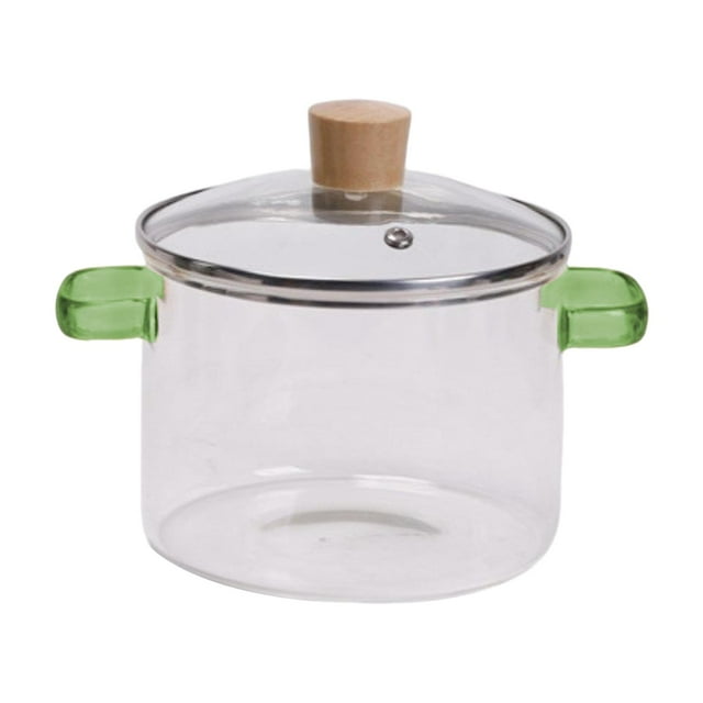 Tazón de vidrio para fideos, tazón de sopa de vidrio con tapa y asa, de vidrio para cocinar, tazón transparente para cereales, para té, Pasta, Mango verde