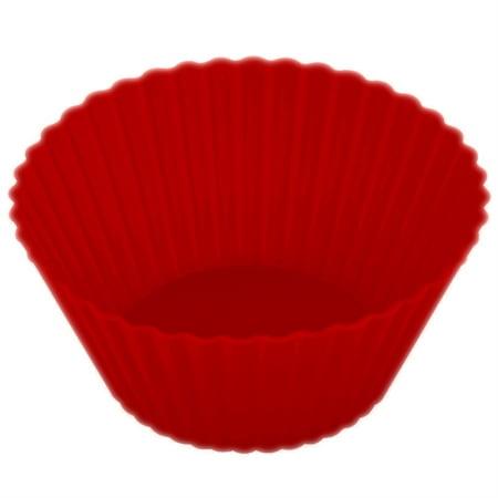 

1111Fourone 10 Pieces Silicone Muffin Cups Chocolate Cookie Molds Reusable Heat-Resistant Baking Roasting Cupcake Moulds Tray Household Red