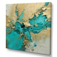 thumbnail image 2 of Designart "Turquoise Gold Captivating Liquid Ink" Abstract Marble Wall Art Print, 2 of 5