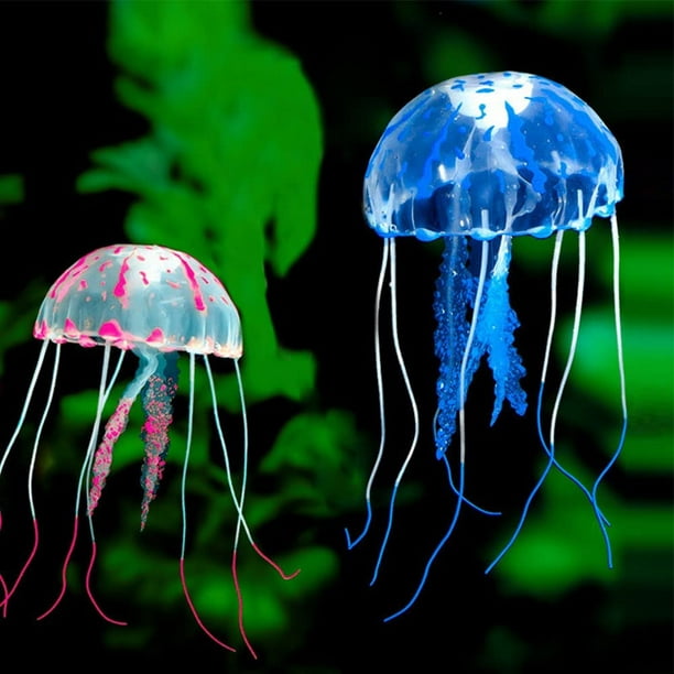 Artificial Jellyfish,Silicone Jellyfish,Aquarium Decoration,Fluorescent  Jellyfish 2 Pieces,Artificial Jellyfish Decoration Colorful Aquarium  Decoration 