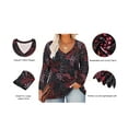 thumbnail image 2 of TIYOMI Plus Size Tops For Women Colorful Flower V Neck T Shirt Long Sleeve Casual Blouses Black Floral Tee Fall Winter Shirts XL 14W 16W, 2 of 3