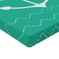 thumbnail image 2 of Ambesonne Nautical Fitted Sheet, Anchor Heart Shapes, Twin XL Size, Green Pink White, 2 of 3