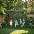 thumbnail image 2 of Swing Sets for Backyard, SHINPT Heavy Duty A-Frame Metal Outdoor Swing Set with 2 Belt Seat, Toddler Swing Set with Glider, Backyard Playground Set Gift for Age 3+, 440lbs Load Capacity, 2 of 7