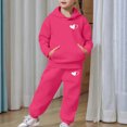 thumbnail image 2 of JAJAHO Girls Sweatsuit 2 Piece Outfits Heart Printed Long Sleeve Hoodie And Sweatpants Jogger Set For Kids 2-13Y, 2 of 6