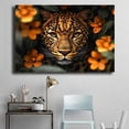 thumbnail image 2 of Mudket Wild Leopard with Orange Jungle Flowers Framed Canvas Wall Art, Botanical Jungle Animal Print Room Decor for Living Room, Office, Bedroom, Ready to Hang-40"L x 28"W, 2 of 10