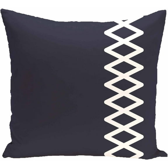 Simply Daisy 16" x 16" Lace Up Geometric Print Pillow, Navy