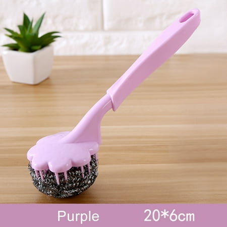 

Long Handle Pot Brush Steel Ball Scrub Brush Cleaning Dishes for Kitchen Home New
