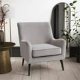 thumbnail image 2 of CorLiving Elewood Modern Velvet Upholstered Wide Back Armchair with Wood Tapered Legs, Gray, 2 of 9
