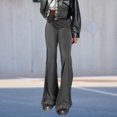 thumbnail image 2 of Color sólido Mujer Ligero Flare Pierna Slim Fit Señoras Pantalones elegantes Traje de calle FLhrweasw Nuevo, 2 of 7