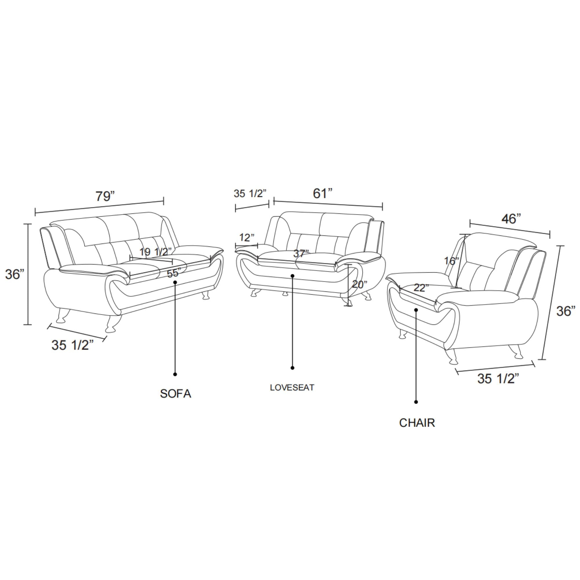 Trumanpick Leather Loveseat Chair, Modern Comfy Sofa Couch for Living Room, Bedroom, Black