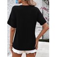 thumbnail image 4 of Womens Summer V Neck Tops Oversized T Shirts Short Sleeve Blouses for Women Dressy Casual Work Outfits Black XXL, 4 of 8
