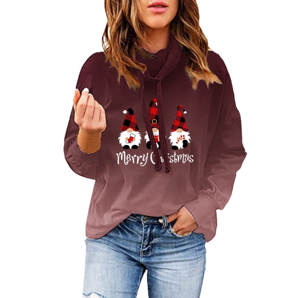 Sudadera de Navidad para mujer Gibobby con estampado de Enano Gradiente Café M
