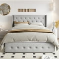 thumbnail image 3 of Einfach Queen Size Lift up Platform Storage Bed Frame with Fabric Upholstered Wingback Button Tufted Headboard, Light Gray, 3 of 10