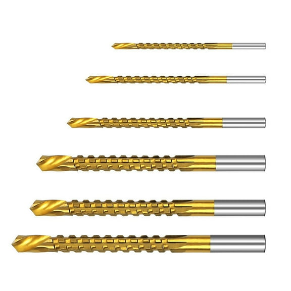 Raindrops 6pcs Spiral Saws Drill Bit Set with Serrated Grooving for Woodworking