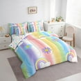 thumbnail image 3 of Castle Fairy Preppy Child Cartoon Gradient Rainbow Twin Bedding Sets 7-Piece,Groovy Floral Daisy Bedding Comforter Set Microfiber,Abstract Ombre Breathable Sheet Sets,Breathable Home Decor, 3 of 8
