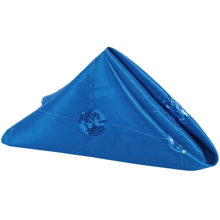 50 Pieces, Sequins Taffeta Napkin Approx. 20"x20" square Edge: Hemmed Pattern: Approx: 1 inch thickness per row 20"x20" - Royal Blue