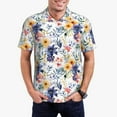 thumbnail image 3 of Balery Lilies Flowers Printed Men’s Short Sleeve Polo Shirt, Midweight Men's Shirt,Golf Polo shirts -, 3 of 9