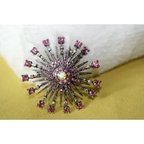 Large Pink Brooch Round Shape Crystal Rhinestone Brooches Wedding Jewelry Bling Cake Broach Décor Dress Sash Pin,  Flower brooch for women