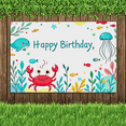 thumbnail image 7 of Under the Sea Themed Happy Birthday Background Banner Party Decoration Supplies Photography Props Birthday Party Backdrop Decorations for Kids Celebration Event Photo Booth Setup, 7 of 7
