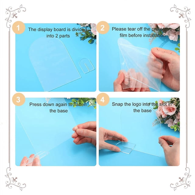 25 Sets 4 x 6 Pouces Signe Acrylique Arc Clair avec Stand Blanc Arqué Dessus Rond Feuille Arc Numéros de Table pour Mariage