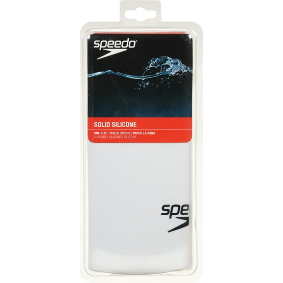 Speedo Silicone Solid Swim Cap, White, One Size