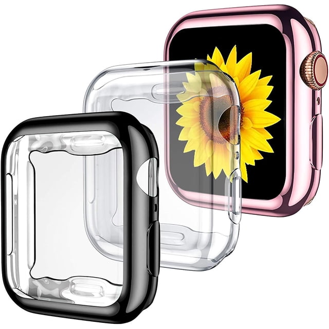 Paquete De 3 Compatibles Con Caja Apple Watch De 38 Mm, Protector De Pantalla Suave HD De Alta Sensibilidad Con Funda Protectora Anticaída De TPU Para Iwatch