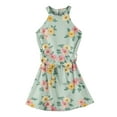 thumbnail image 4 of TQWQT Halter Dresses for Girls Summer Sleeveless Girls Sundress Size 10-12 A Line Dresses Cute Kids Tie Front Mini Dress Floral Print Tween Girls Clothes Light Green 120, 4 of 5