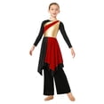 thumbnail image 1 of Moggemol Tenue de Danse de Louange pour Filles Robe Tunique de Culte à Manches Longues et Pantalon Grand Liturgique Robe d'Église Rouge 14, 1 of 7