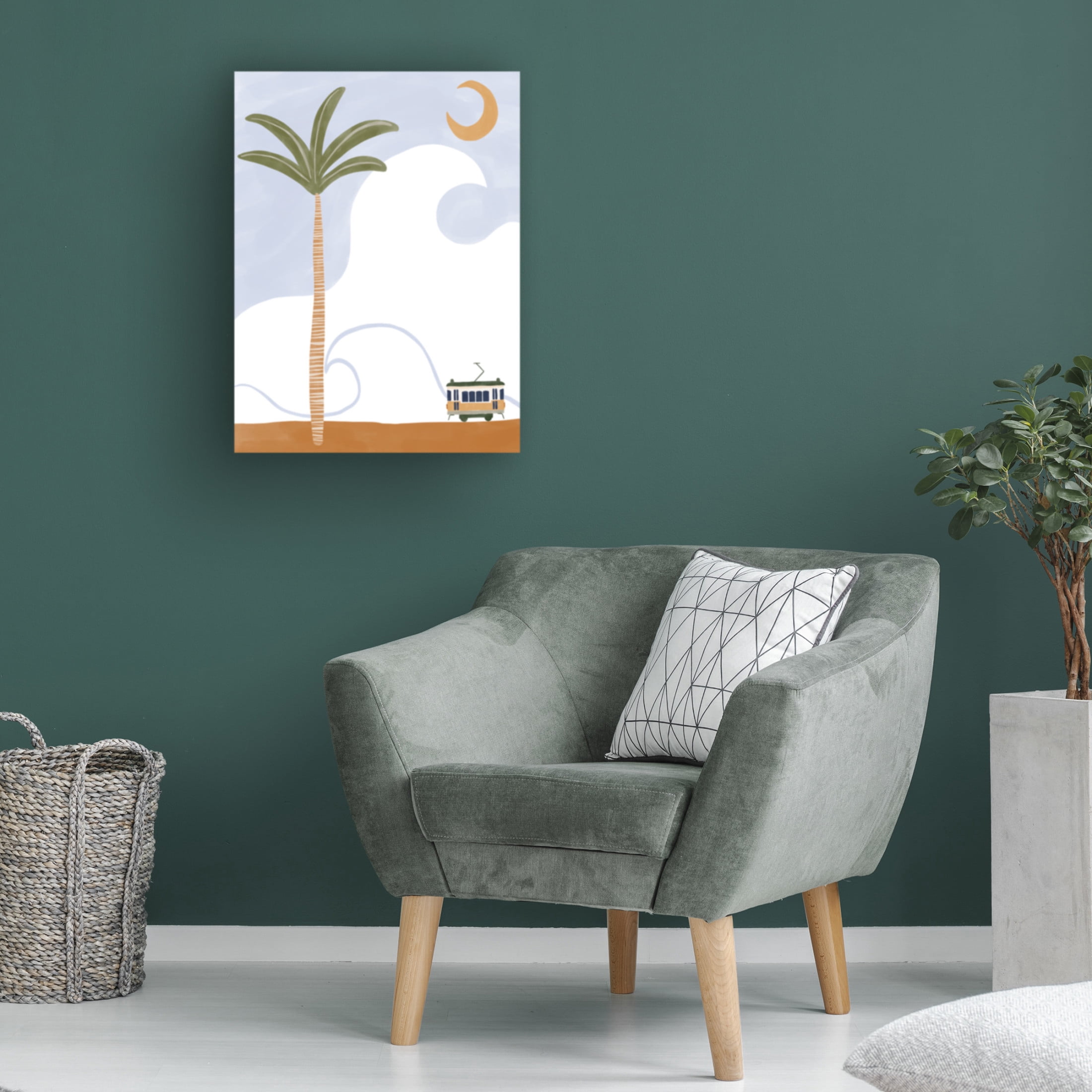 Trademark Fine Art Ivy Green Illustrations Little Tram On Beach Canvas Wall Art