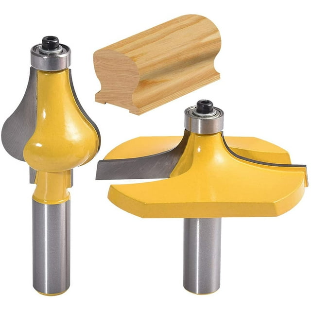 Set Of 2 Handrail Router Bits - Standard/Flute Molding Cutter - 1/2'' Shank For Stair Handrails And Ramps