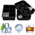 thumbnail image 1 of Bandeja de cubitos de hielo extragrande con tapa (paquete de 2) | Bandejas de cubitos de hielo de silicona jumbo sin BPA con tapa para congelador | Rinde 6 moldes cuadrados grandes para whisky,, 1 of 5