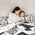 thumbnail image 4 of Feelyou Boho Raven Rose Full Size Comforter Sets, Spooky Skull Bat Bedding Comforter Set, Black White, Halloween Reversible, 3pcs, 1 Comforter and 2 Pillowcases, 4 of 7