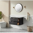 thumbnail image 6 of 30" Floating Bathroom Vanity with Ceramic Sink,Wall Mounted Black Fluted Cabinet with 2 Golden Metal Handle Drawers,Modern Vanity Design, Easy Assembly, 6 of 10