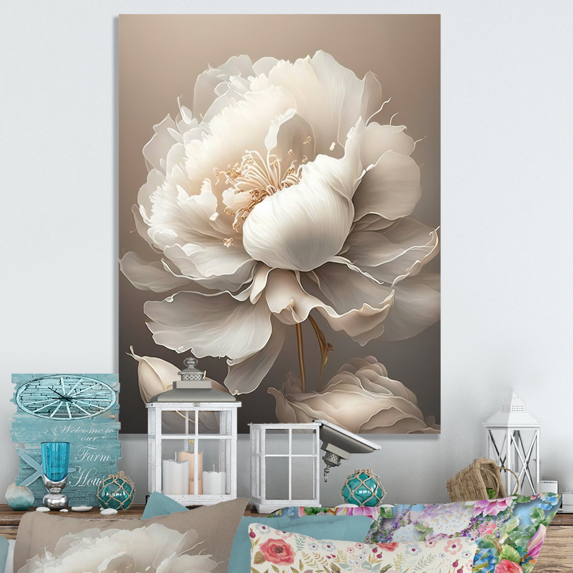 Designart Peony Flower VI Canvas Wall Art