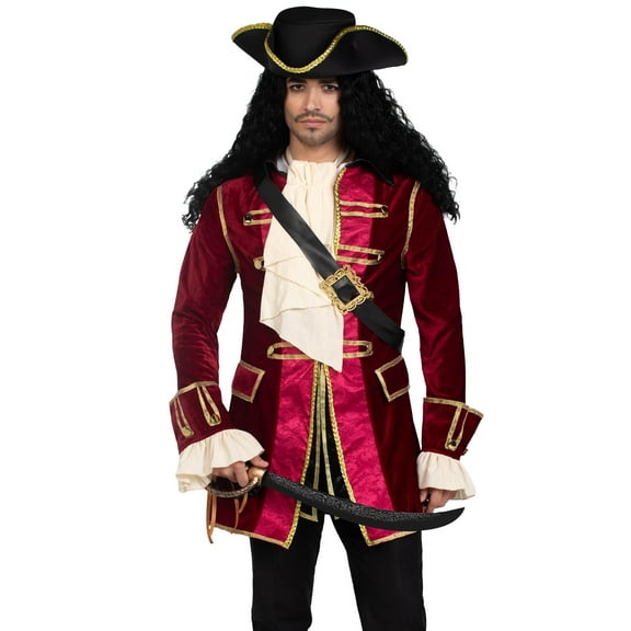 Leg Avenue Men's Pirate Captain Halloween Costume, Red, Small