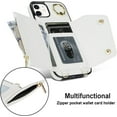 thumbnail image 5 of for iPhone 12 Pro Case Wallet with Strap for Women,Crossbody Lanyard and Wristlet Strap,Zipper Pocket,Credit Card Holder,Ring Stand,RFID Blocking Phone Wallet Cases(6.1 inch,White), 5 of 18