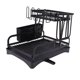 thumbnail image 1 of Escurridor de platos Nikou plegable de doble capa color negro, 1 of 15