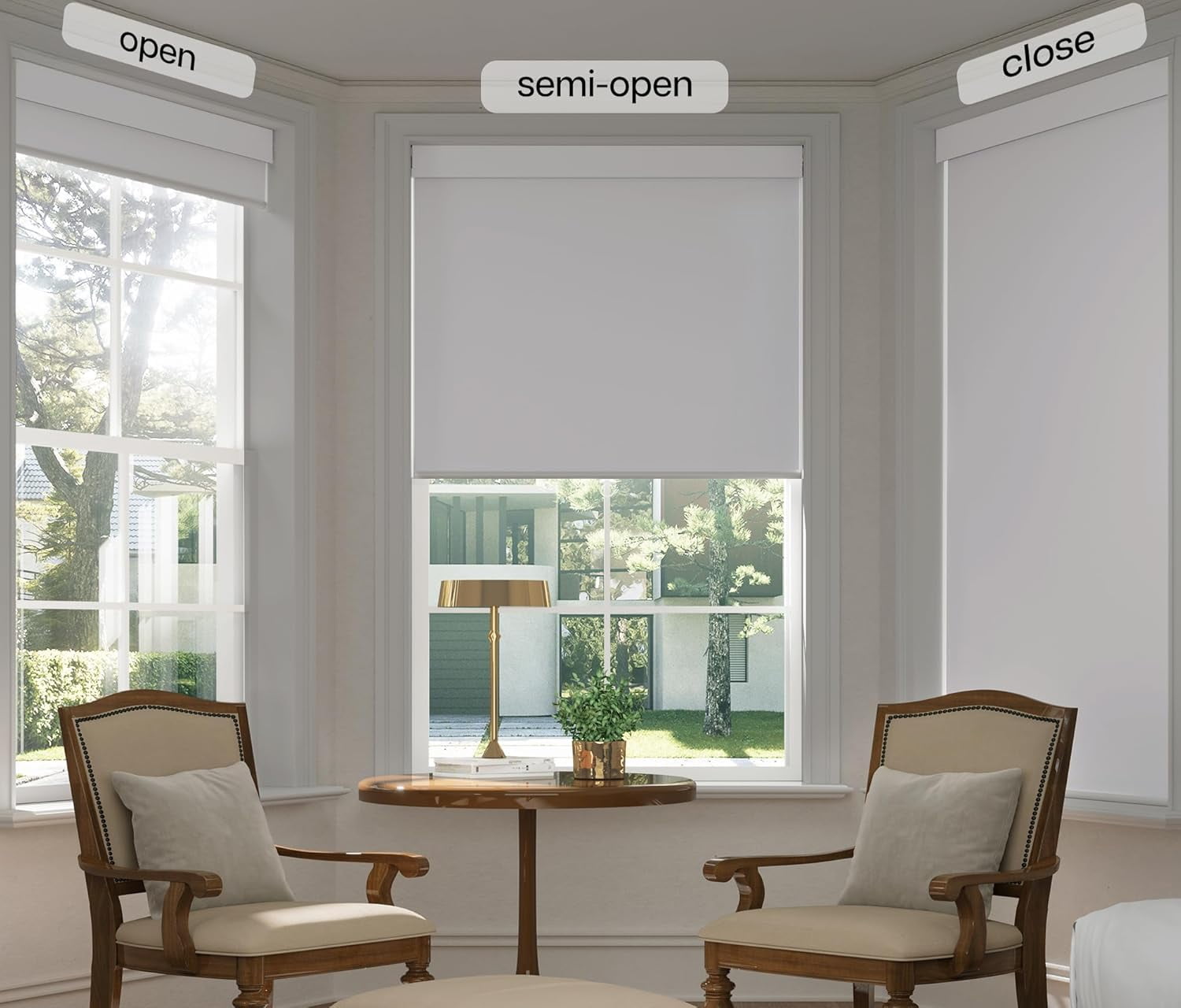 LazBlinds No Drill Blinds for Indoor Windows, Blackout Roller Shades, Cordless Window Blinds, Thermal Insulated Fabric UV Protection, for in Home and Office, 34.5" W x 72" H, White