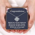 thumbnail image 2 of Class of 2025 14K White Gold Plated Graduation Necklace, 2025 Graduation Gifts for Her with Message Card and Gift Box, College School Graduation Necklace Gifts, Love Knot Necklace, 2 of 4