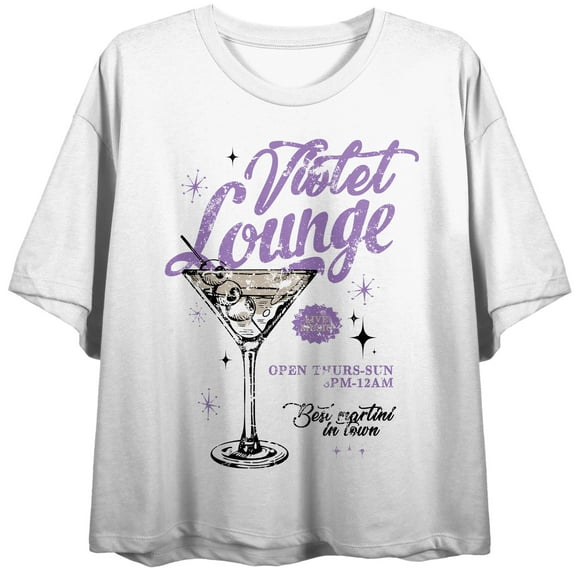Violet Lounge Martini Women's White Cropped Tee-Medium