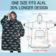 thumbnail image 4 of Oversized Wearable Blanket Hoodie,Dark Blue Cartoon Horse Flower Pattern Sherpa Blanket Hoodie with Super Pockets,Super Warm Fuzzy Pullover for Women & Men, 4 of 6